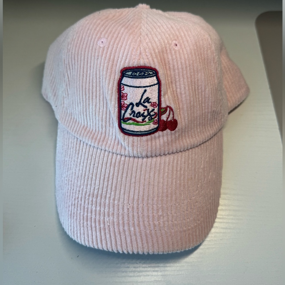 La Croix Pink Corduroy Cap with Embroidered Design BRAND NEW